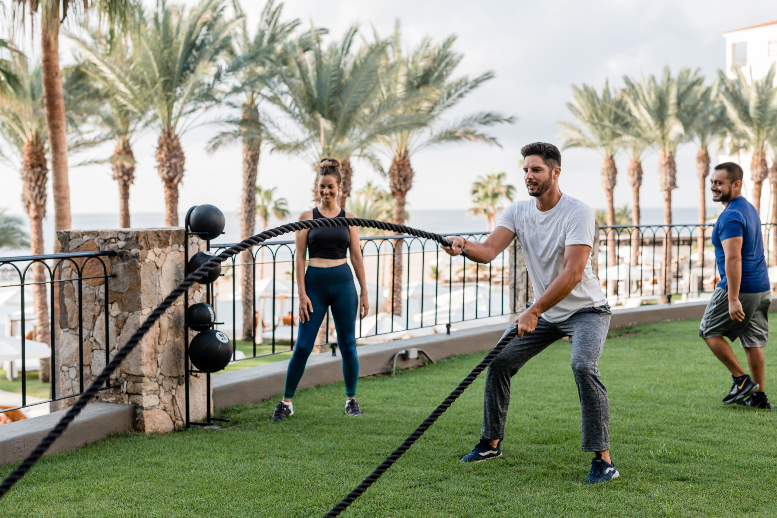 picture of people working out in garden surround area